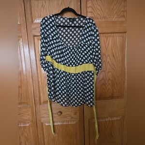 Sheer Plus Polka Dot Top with Yellow Accents